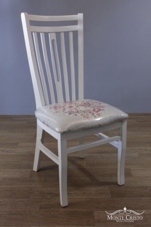 Cadeira Pequim branca provençal com tecido